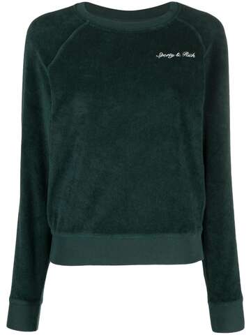 sporty & rich logo-embroidered cotton sweatshirt - green