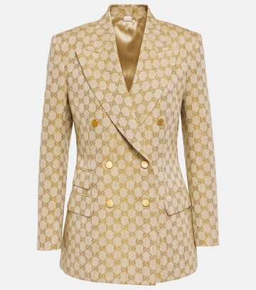 gucci gg jacquard linen-cotton blazer in beige