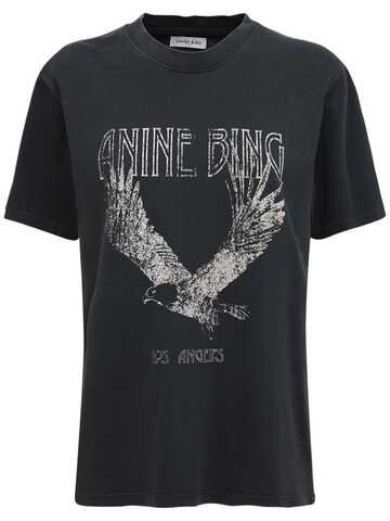 ANINE BING Lili Eagle Print Cotton Jersey T-shirt in black
