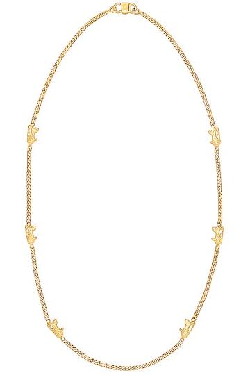 celine carriage long chain necklace in metallic gold