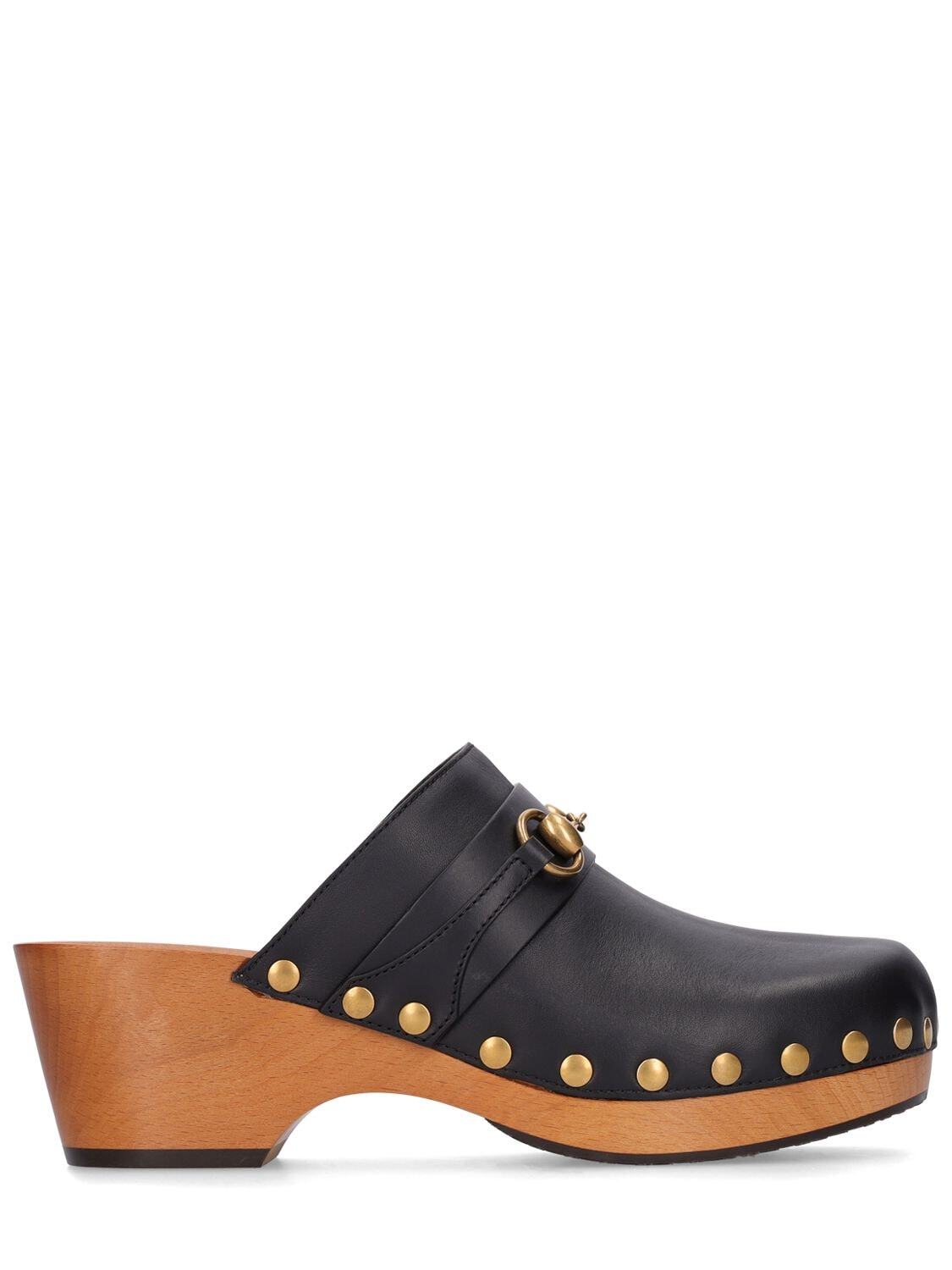 GUCCI 35mm Stann Leather Clogs in black