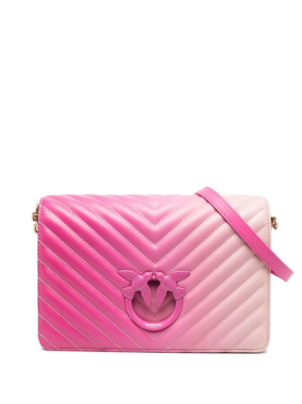 PINKO Love quilted leather crossbody bag in pink