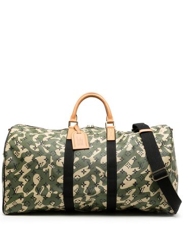louis vuitton 2008 pre-owned monogramouflage keepall bandoulière 55 travel bag - green