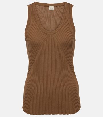 tod's ribbed-knit cotton tank top in brown