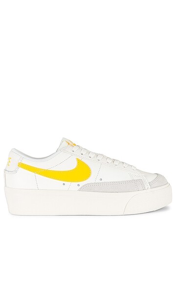 nike blazer low platform sneaker in yellow in ivory