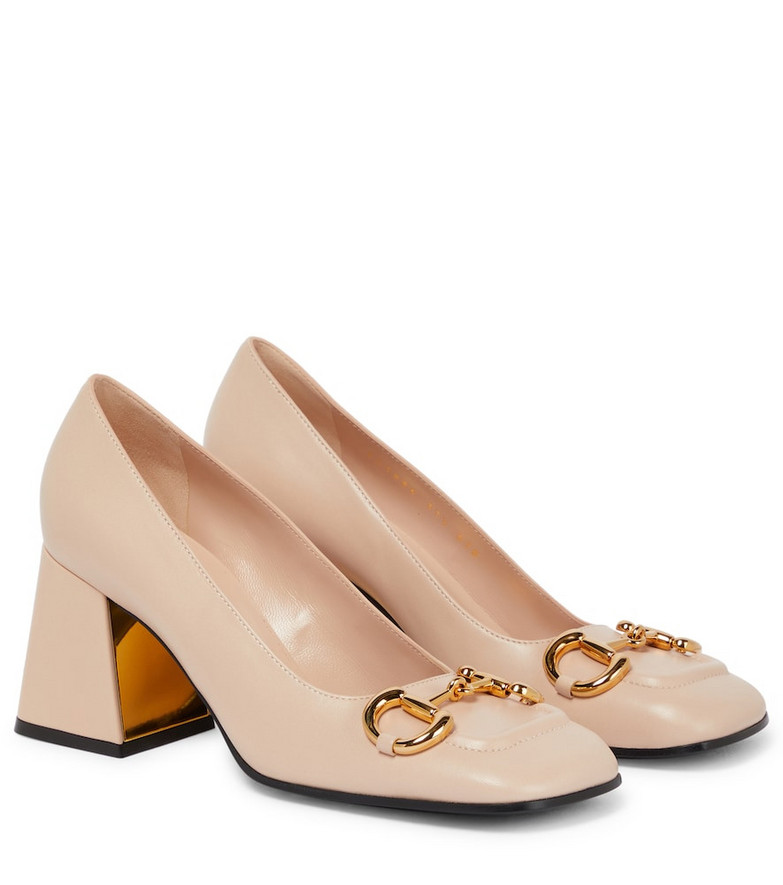 Gucci Horsebit leather loafer pumps in beige