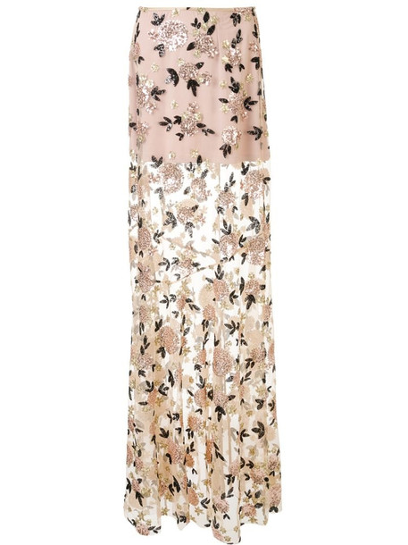 Macgraw floral sequin maxi skirt in neutrals