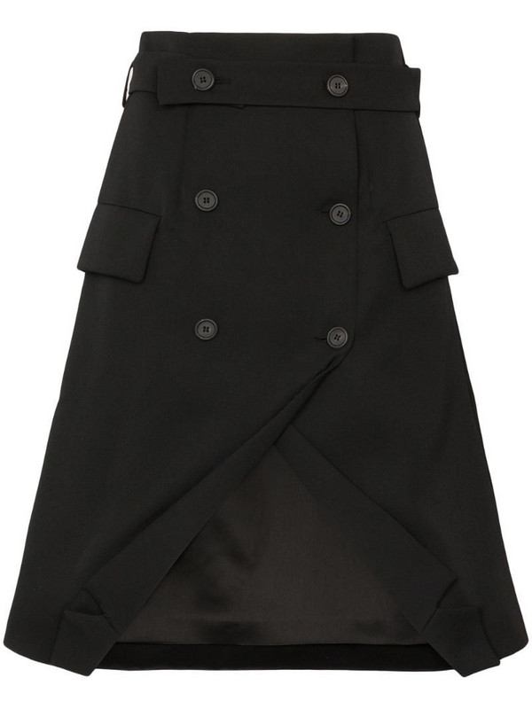 Delada double-breasted tuxedo skirt in black