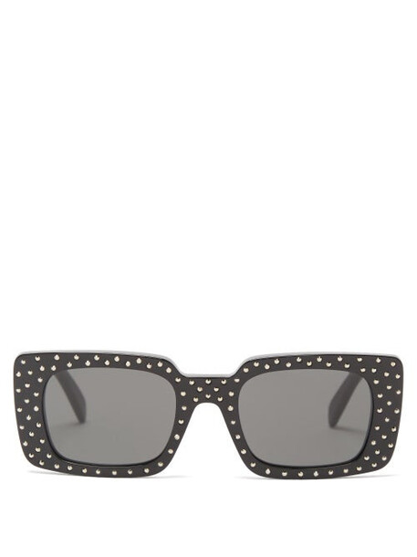 Celine Eyewear - Crystal-embellished Rectangular Acetate Sunglasses - Womens - Black
