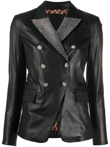 philipp plein crystal-embellished double-breasted jacket in black