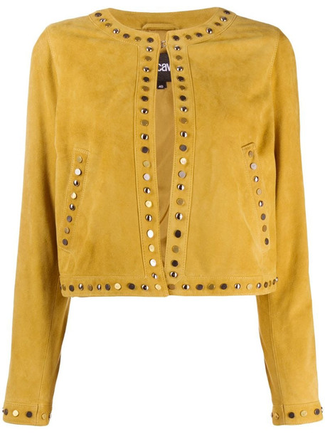 Just Cavalli stud detail jacket in yellow