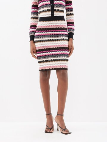 missoni - striped jacquard-knit skirt - womens - pink multi