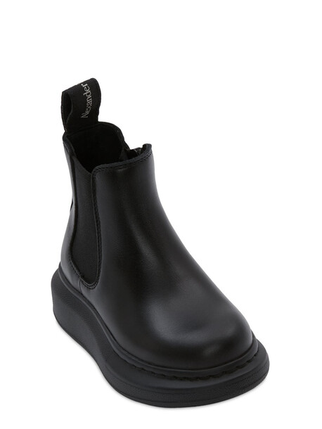 ALEXANDER MCQUEEN 40mm Hybrid Leather Chelsea Boots in black