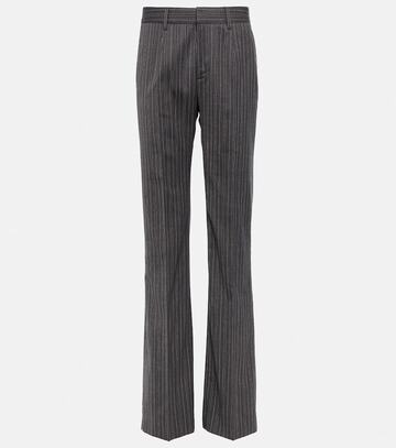 alessandra rich pinstriped high-rise straight pants in grey