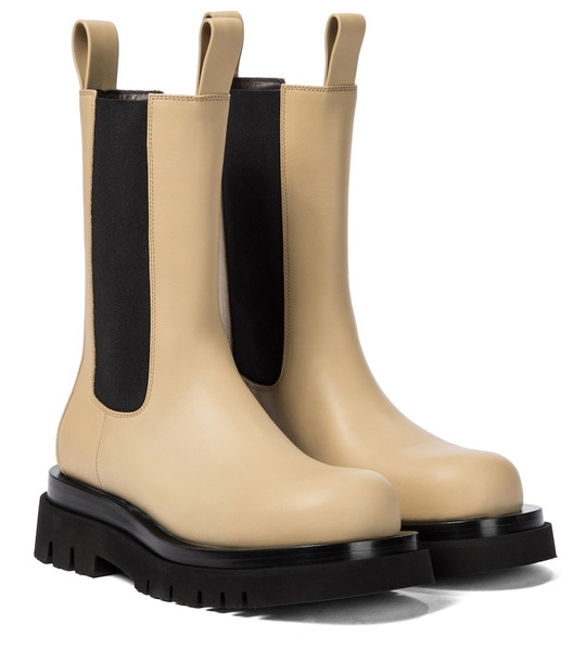 Bottega Veneta BV Lug leather ankle boots in beige
