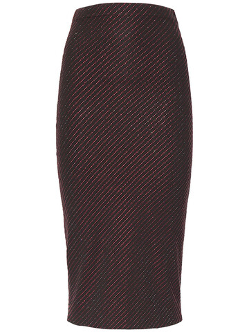 ALEXANDRE VAUTHIER Micro Crystal Diagonal Jersey Midi Skirt in black / red