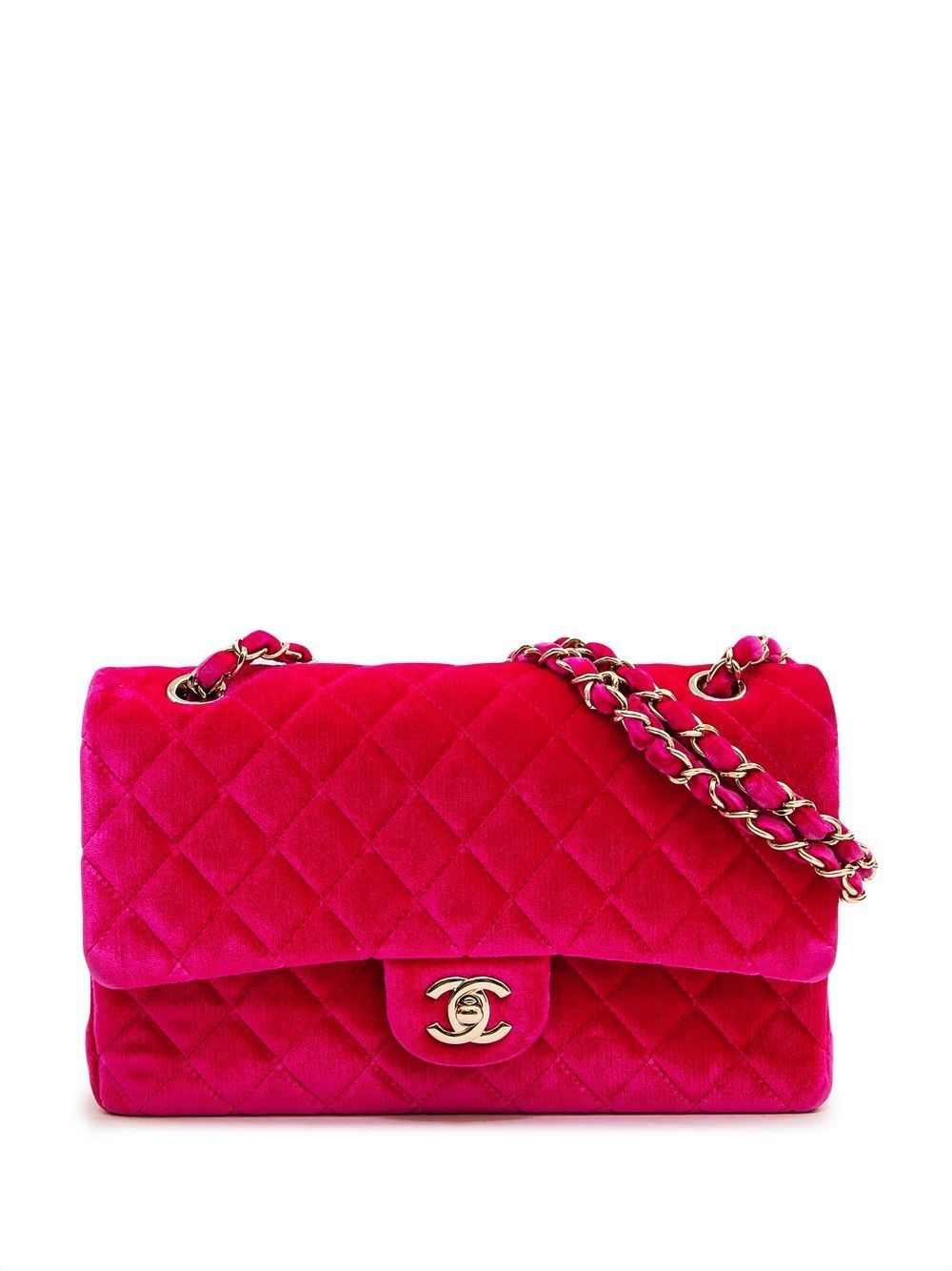 Chanel Pre-Owned 2015 velvet Classic Flap shoulder bag - Pink