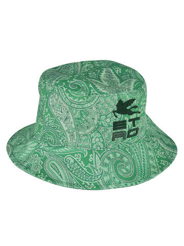 Etro Logo Paisley Print Hat in green