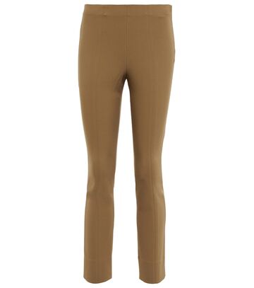 Vince Mid-rise cropped cotton-blend pants in brown