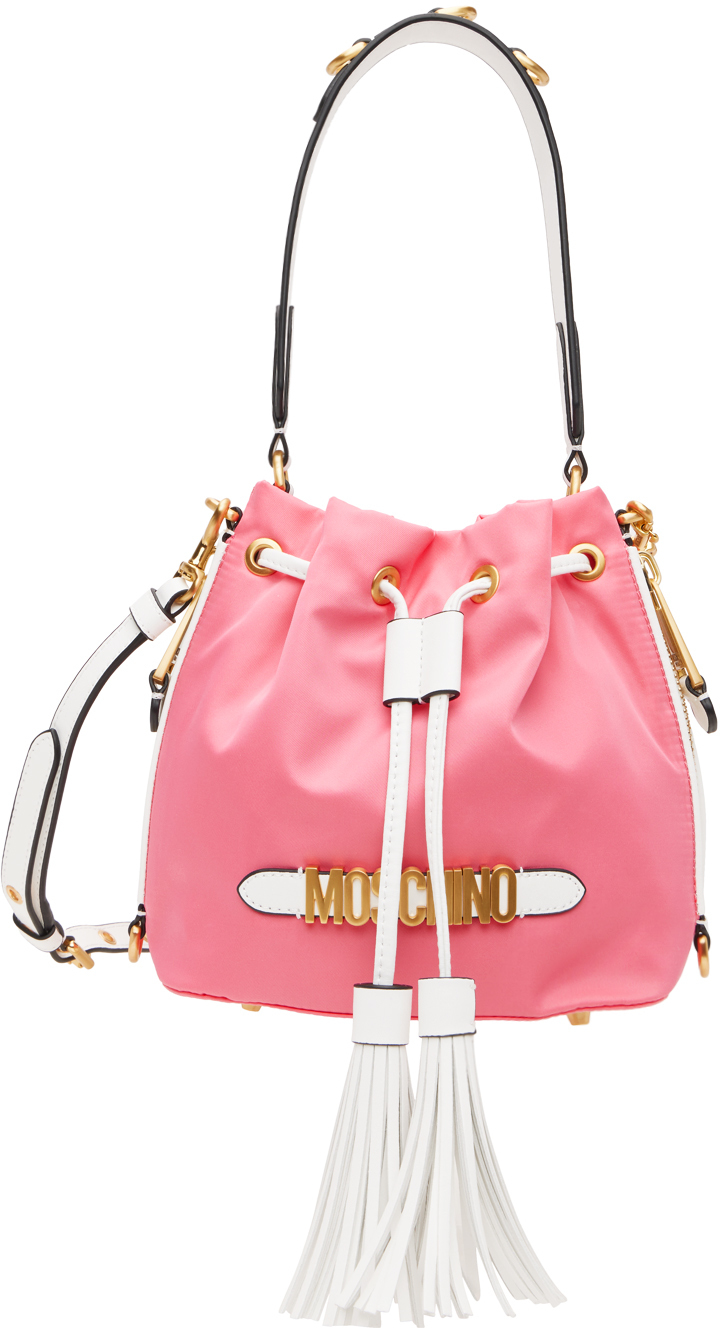 Moschino Pink Drawstring Shoulder Bag in print