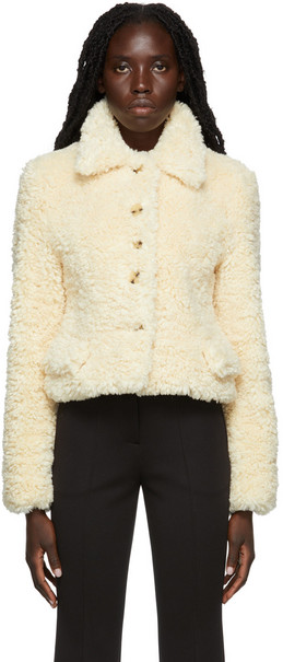 Recto Off-White Eco Fur Short Jacket in beige