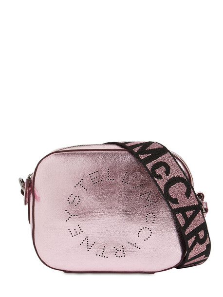 STELLA MCCARTNEY Small Metallic Faux Leather Camera Bag in pink