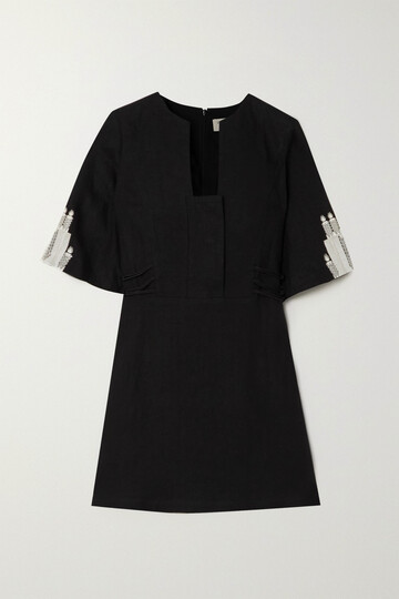 ZEUS + DIONE ZEUS + DIONE - Dokos Embroidered Linen Mini Dress - Black