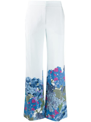 Valentino Macro Ortensia printed flared trousers in blue