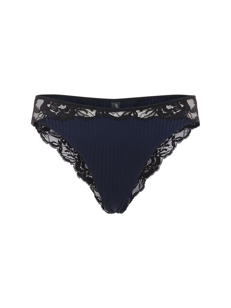 NOELLE WOLF Lissom Stretch Rib & Lace Briefs in black / navy