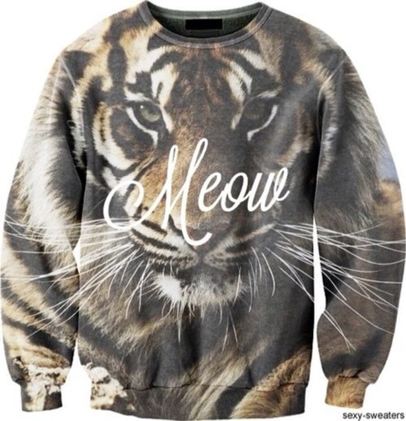 sweater tiger animal face print