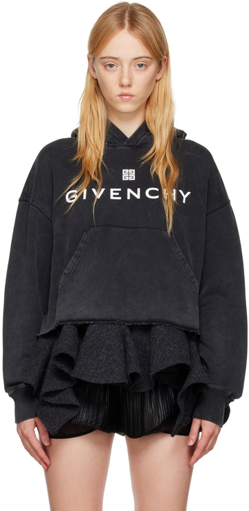 givenchy gray print hoodie in grey