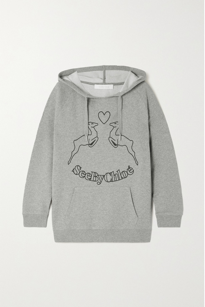 See By Chloé See By Chloé - The Lovers Printed Cotton-jersey Hoodie - Gray
