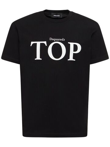 dsquared2 printed cotton jersey t-shirt in black