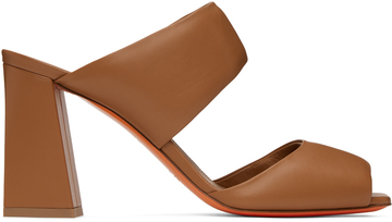 santoni brown leather heels