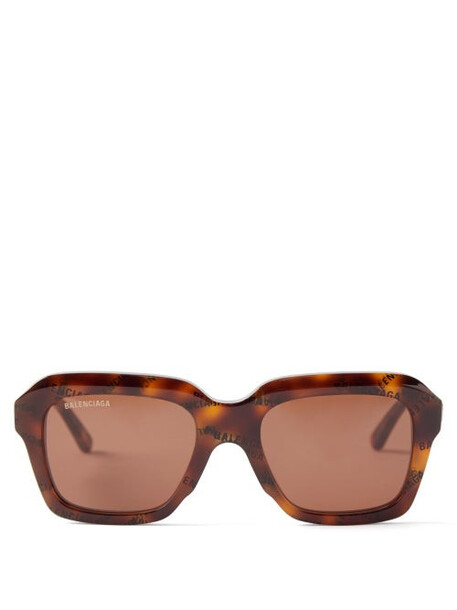 Balenciaga - Power Square Tortoiseshell-acetate Sunglasses - Womens - Brown