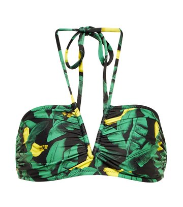 Ganni Printed halterneck bikini top