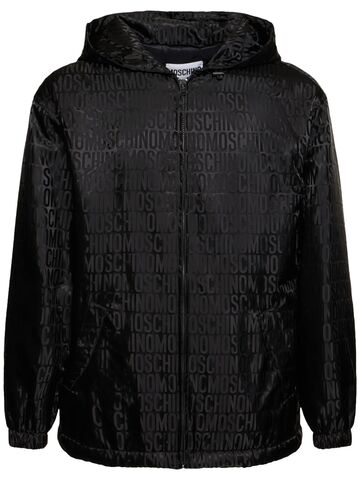 moschino logo nylon jacquard jacket in black