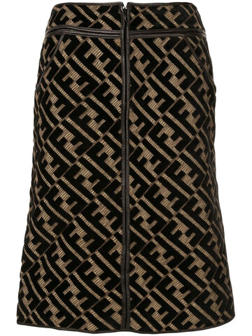 Fendi Pre-Owned FF motif knee-length skirt in brown