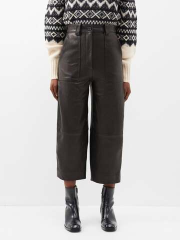 khaite - hewey cropped leather trousers - womens - black