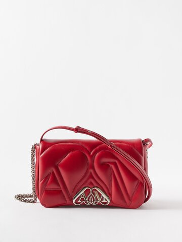 alexander mcqueen - the seal small quilted-leather shoulder bag - womens - red