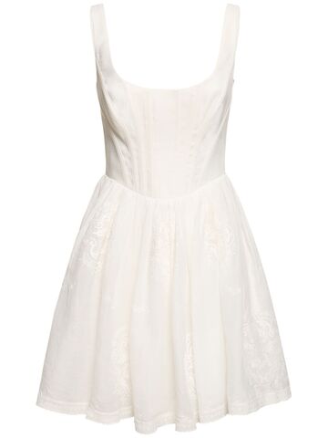 zimmermann alight embroidered corset mini dress in ivory