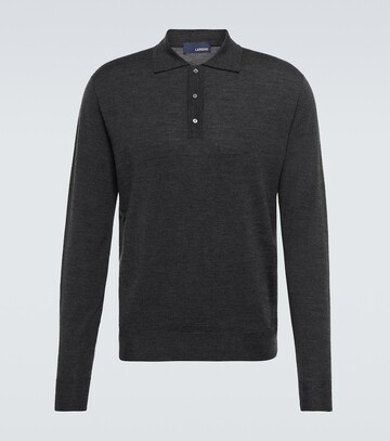 lardini wool, cashmere and silk polo sweater in grey