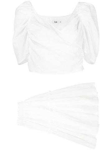 b+ab b+ab wrapped milkmaid top and skirt set - White