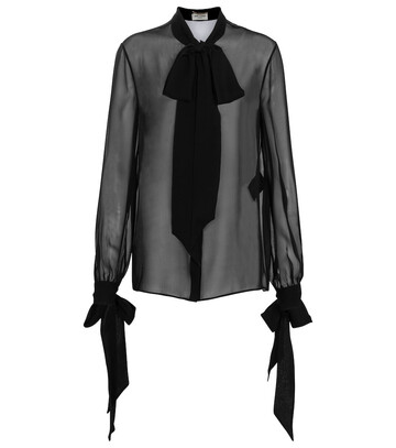 Saint Laurent Neck-tie silk georgette shirt in black