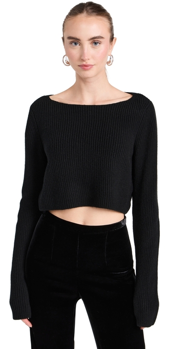 le kasha cannes cashmere cropped sweater black one size