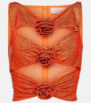giuseppe di morabito embellished cutout crop top in orange