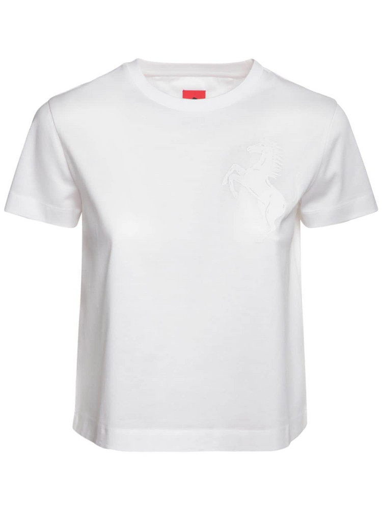 FERRARI Logo Cotton Jersey T-shirt in white