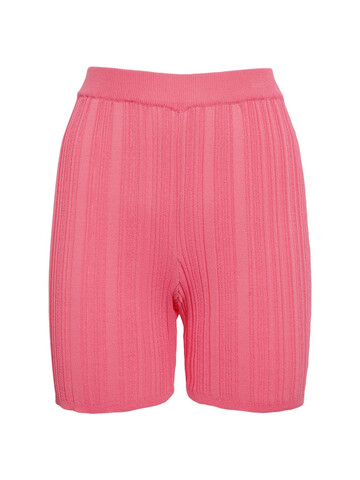 MARCO RAMBALDI Viscose Blend Rib Knit Mini Shorts in pink