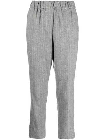 peserico pinstripe-pattern tapered-leg trousers - grey