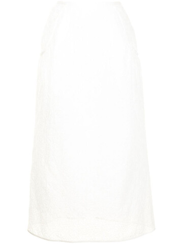 mame kurogouchi embroidered lace cotton skirt - white
